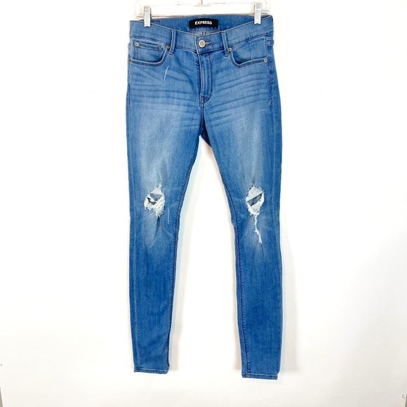 Express Stretch Women's Mid Rise Distressed Legging Size 8 Long